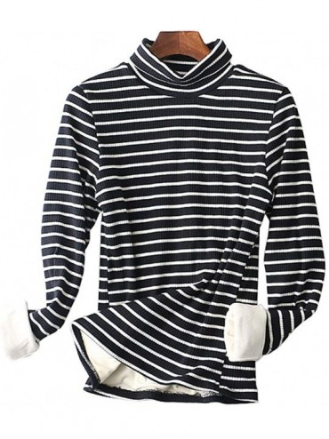 Nightgowns & Sleepshirts Women's Winter Thermal Sweatshirt Fleece Lined Stretch Long Sleeve Tunic Top - Z61 Black - C918LSH54...