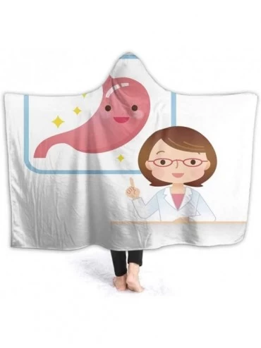 Robes Hooded Blanket Young Female Doctor to The Medical Explaation Stomach Soft Throw Wrap Wearable Blankets Novelty Cape for...