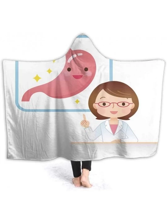 Robes Hooded Blanket Young Female Doctor to The Medical Explaation Stomach Soft Throw Wrap Wearable Blankets Novelty Cape for...