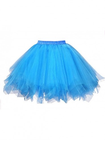 Slips Women's Tutu Tulle Petticoat Ballet Bubble Skirts Short Prom Dress Up - Blue - CK12N8S4RKT $38.90