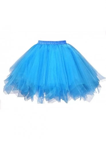 Slips Women's Tutu Tulle Petticoat Ballet Bubble Skirts Short Prom Dress Up - Blue - CK12N8S4RKT $34.79