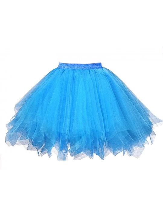 Slips Women's Tutu Tulle Petticoat Ballet Bubble Skirts Short Prom Dress Up - Blue - CK12N8S4RKT $21.05