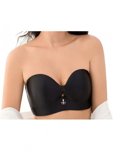 Bras Women's Comfortable 2 Styles Removable Straps Strap/Strapless Fit Push Up Bra - Black - CE1953553LC $48.85