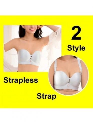 Bras Women's Comfortable 2 Styles Removable Straps Strap/Strapless Fit Push Up Bra - Black - CE1953553LC $26.87