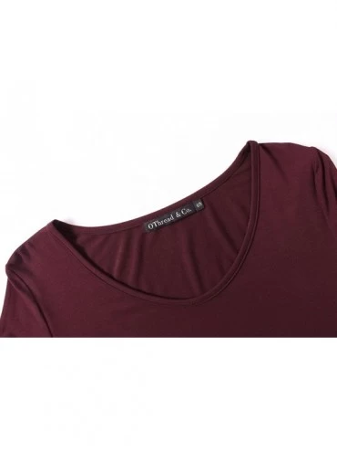Nightgowns & Sleepshirts Women's Nightshirt Comfy Sleepwear Knit Nightdress Short Sleeve Nightgown - Maroon - C218CMW7LZQ $18.88