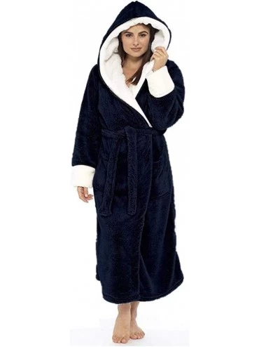 Robes Women's Bathrobe- Women Long Warm Flannel Bathrobe Plus Size Lovers Fur Bath Robe Bride Soft Night Dressing Gown Sleepw...