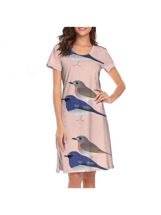 Tops Crewneck Short Sleeve Nightgown Archery Target Printed Nightdress Sleepwear Women Pajamas Cute - Bluebird - CJ18X4AXLCG ...