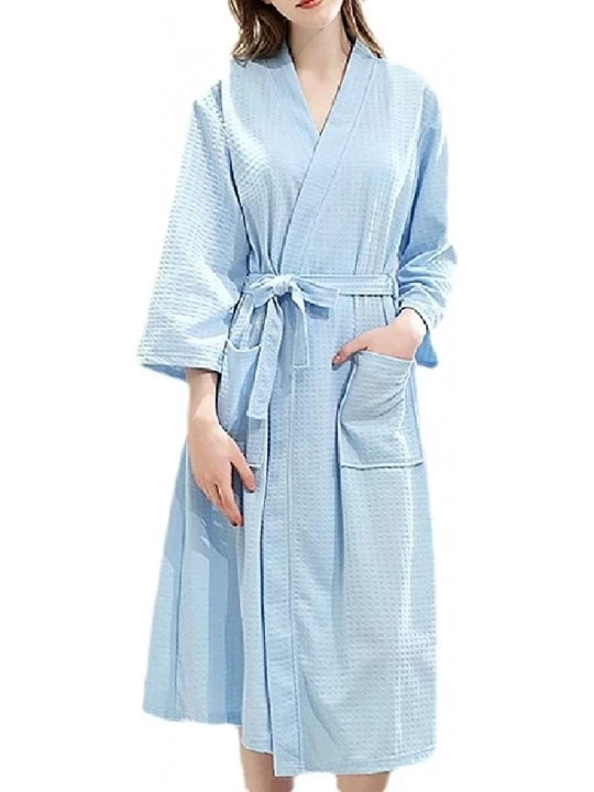 Robes Women Kimono Pockets Nightwear Sleepwear Cardigan Cotton Solid Robe - 8 - CS19CQDN6UU $20.11