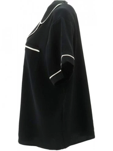 Nightgowns & Sleepshirts Piped Satin Pajama Top A353764 - Black - CA195C2LMQ2 $26.63