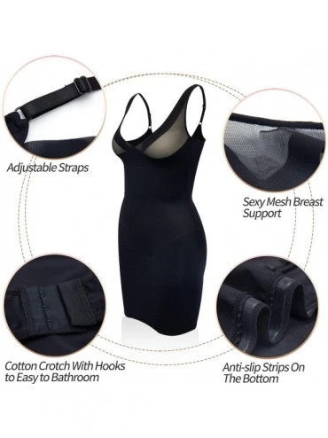 Shapewear Full Slips for Under Dresses Women Tummy Control Shapewear Seamless Slimming Body Shaper with Brief - Black - C618Y...