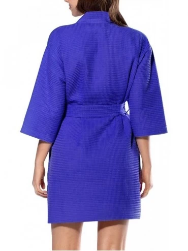 Robes Personalized Waffle Kimono Robe Getting Ready Robes Bridesmaid Gift Spa Bathrobe - Royal Blue - C41999DZO02 $44.32