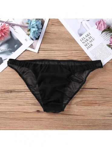 Briefs Men's Sheer Mesh See Through Bulge Pouch Panties Triangle Bikini Briefs Underwear Lingerie - Black - CB18I88Q9XI $9.37