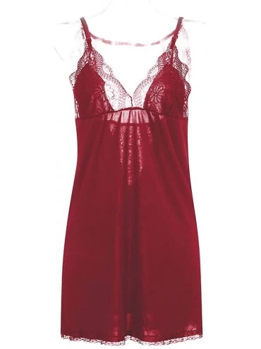 Nightgowns & Sleepshirts Women's Lace Lingerie Sleepwear Slips Strap Nightgown Breathable Comfort Fit Chemise Underwear - Win...