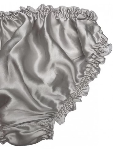 Panties Women Sexy Flouncing Silk Bikini Briefs Underwaer Soft Briefs - Silver - CQ184O5GTXK $9.91