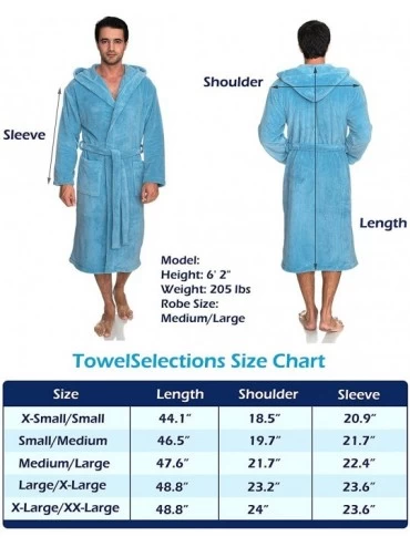 Robes Men's Robe- Plush Fleece Hooded Spa Bathrobe - Air Blue - C311HJ3J9CN $41.82