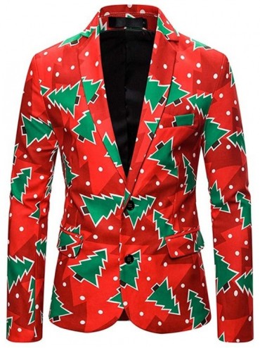 Robes Men's Christmas Classic Fit 2 Button Blazer Suit Separate Jacket Xmas Waistcoat - Red-b - CA18ZTNE5RG $81.95