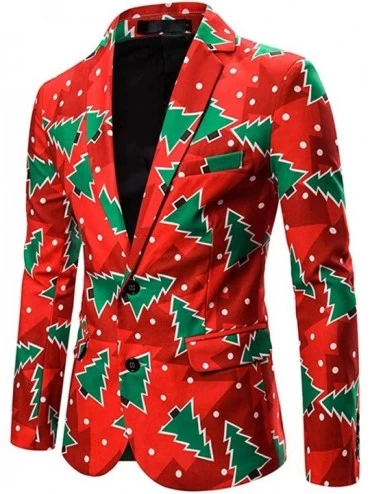 Robes Men's Christmas Classic Fit 2 Button Blazer Suit Separate Jacket Xmas Waistcoat - Red-b - CA18ZTNE5RG $40.50