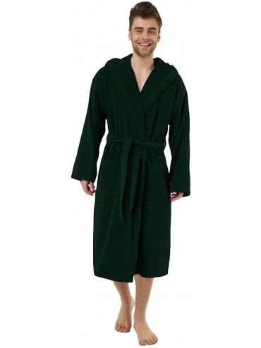 Robes Heavy 3LB Hooded Terry Cloth Bathrobe. Full Length 100% Turkish Cotton - Hunter Green - CK12OB0B74O $79.90