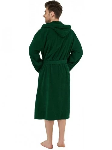 Robes Heavy 3LB Hooded Terry Cloth Bathrobe. Full Length 100% Turkish Cotton - Hunter Green - CK12OB0B74O $46.87
