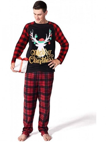 Sleep Sets Christmas Matching Family Pajamas Set Santa's Deer Sleepwear Jumpsuit Hoodies - Papa Plaid Sleeve - C218AIDCINU $6...