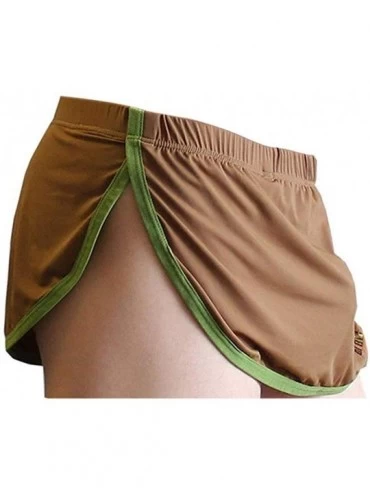 Boxer Briefs Men Split Side Boxer Short Briefs Loose Underpants Comfortable Boxer Shorts U Convex Pouch Home Sleep Shorts - C...