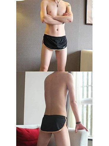 Boxer Briefs Men Split Side Boxer Short Briefs Loose Underpants Comfortable Boxer Shorts U Convex Pouch Home Sleep Shorts - C...