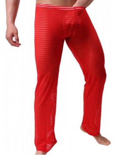 G-Strings & Thongs Sexy Men's G-String Thong Underwear Mesh Low Rise Bikini Briefs Lingerie Pants Pack of 6 - Zpants Red - CM...
