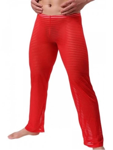 G-Strings & Thongs Sexy Men's G-String Thong Underwear Mesh Low Rise Bikini Briefs Lingerie Pants Pack of 6 - Zpants Red - CM...