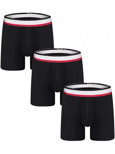 Trunks Men's Underwear Cotton Boxer Briefs Stretch Trunks Ultra Soft Breathable - 3black - C2192ZLYAWM $43.58