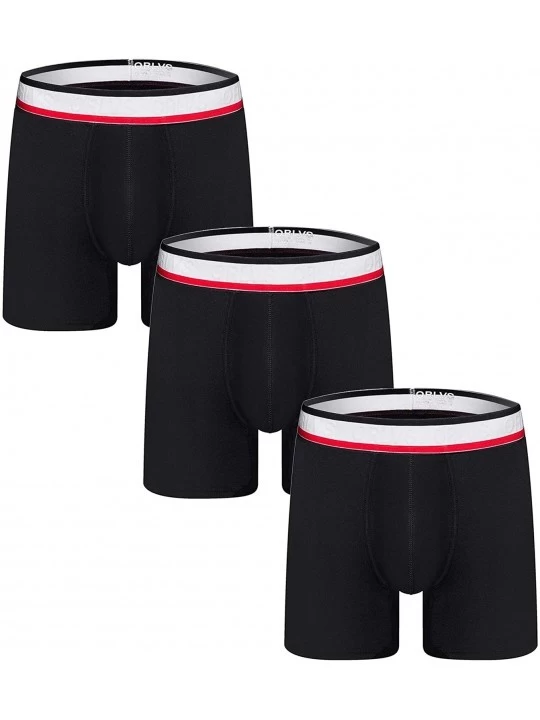 Trunks Men's Underwear Cotton Boxer Briefs Stretch Trunks Ultra Soft Breathable - 3black - C2192ZLYAWM $24.08