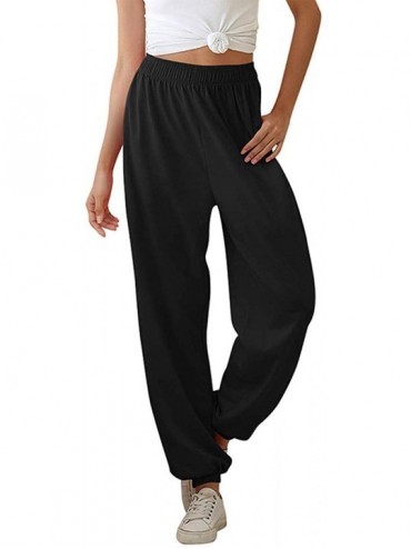 Bottoms Women's Sweatpants High Waisted Active Jogger Pants Lounge Bottoms - Black - CQ198N08G40 $50.19