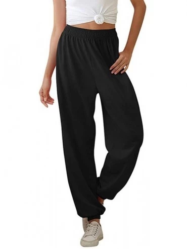 Bottoms Women's Sweatpants High Waisted Active Jogger Pants Lounge Bottoms - Black - CQ198N08G40 $44.22
