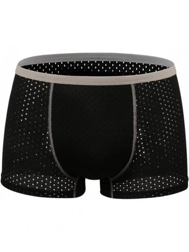 Briefs Boxer Briefs Mens Underwear Solid Color Large Size Soft U Convex Underwear - Black - CK1922MOIDL $23.08