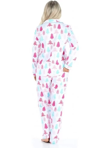 Sets Women's Cotton Flannel Long Sleeve Pajamas PJ Set - Merry & Bright Trees - CW196HKYK9S $30.52