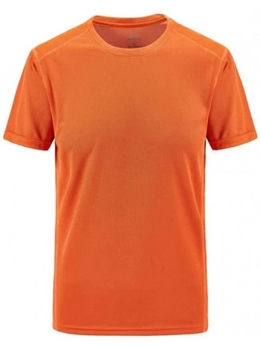 Shapewear Men's Plus Size Cool Dry Athletic Compression Short Sleeve Fast-Dry Baselayer Workout T-Shirts - Orange - CL194TO4L...