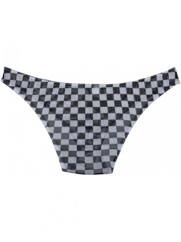 G-Strings & Thongs Men's Checked Mesh Bikini Briefs Underwear Sexy Male Cheeky Briefs - Black - CZ120NTQBRZ $12.22