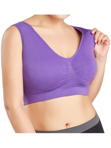Accessories Women's Solid Color Ultra-Thin Bra Sports Full Cup Vest top Comfortable Stretch Two Pieces MEEYA - Dark Purple - ...