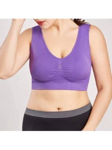 Accessories Women's Solid Color Ultra-Thin Bra Sports Full Cup Vest top Comfortable Stretch Two Pieces MEEYA - Dark Purple - ...
