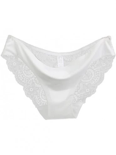 Panties Underwear- Women Sexy lace Seamless Cotton Hollow Panties Brief - White - CL12HQGWLUJ $8.18