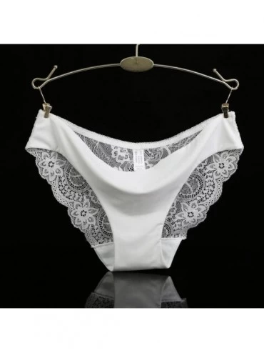 Panties Underwear- Women Sexy lace Seamless Cotton Hollow Panties Brief - White - CL12HQGWLUJ $8.18