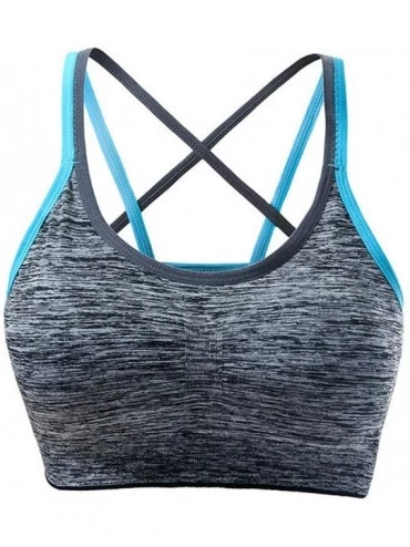 Bras Yoga Bras for Women - Women Sports Bra Medium Impact Padded Longline Workout Bra Running Gym Activewear - Blue - CB195LT...