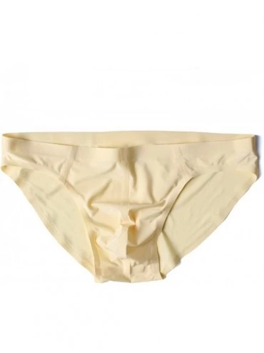 Briefs Ice Silk Ultra-Thin Transparent Men Sexy Underwear Briefs Seamless Panties Pouch Bikini Erotic - Fluorescent Green - C...