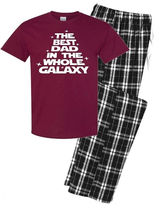 Sleep Sets Best Dad in the Galaxy Pajama Set- Flannel Pajamas- Pajamas for Dad- Gift for Dad - Maroon - CH19C6KWGOO $38.40