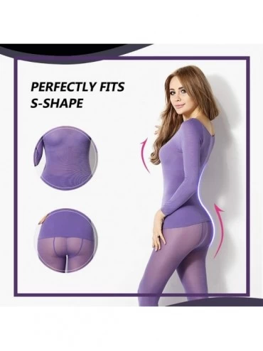 Thermal Underwear Women's Thermal Underwear Set Stretch Top Bottom Ultra Soft Base Layer Long Johns Sets - Purple - CR193XEZX...
