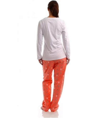 Sets Womens Premium 100% Cotton Flannel/Knit Sleepwear Set - Cute Prints - Boat - Peach - CC110N9ASNN $31.41