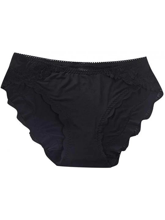 Bustiers & Corsets Women's Underwear Mid Waist Briefs Breathable Soft Ladies Stretch Panties - Black - CS18SK48NNR $10.09