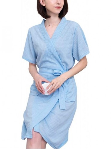Robes Female Spring and Summer Short-Sleeve Bathrobe - Blue - CH197ENL67E $57.69