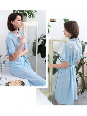 Robes Female Spring and Summer Short-Sleeve Bathrobe - Blue - CH197ENL67E $23.08