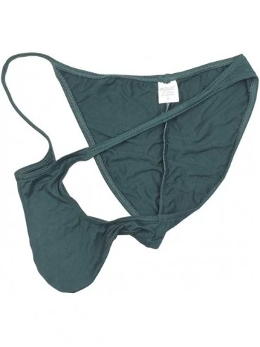 Bikinis Men's Modal Cheeky Briefs Brazilain Bikini Underwear Ruched Back Skimpy Swimwear - Dark Green - CK196IN8LDS $10.43