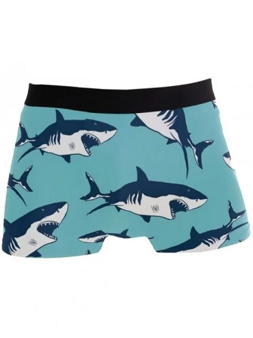 Boxer Briefs Blue Shark Pattern Boxer Briefs Men's Underwear Boys Stretch Breathable Low Rise Trunks S - CG18N7XKAKA $32.39